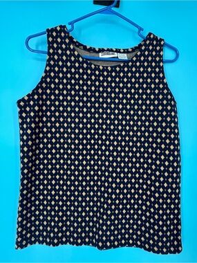 Navy Tank with Gold‎ Diamond Print Sz M